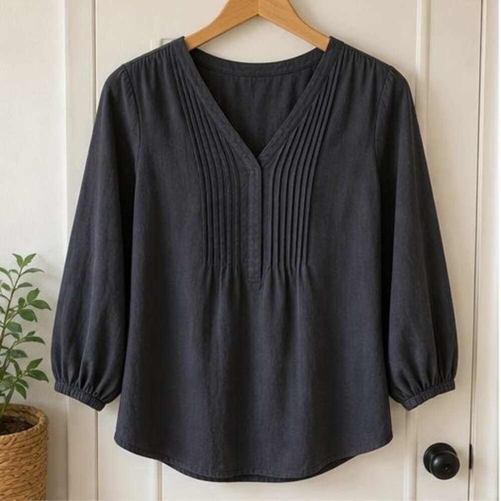 Charcoal Pleated Blouse